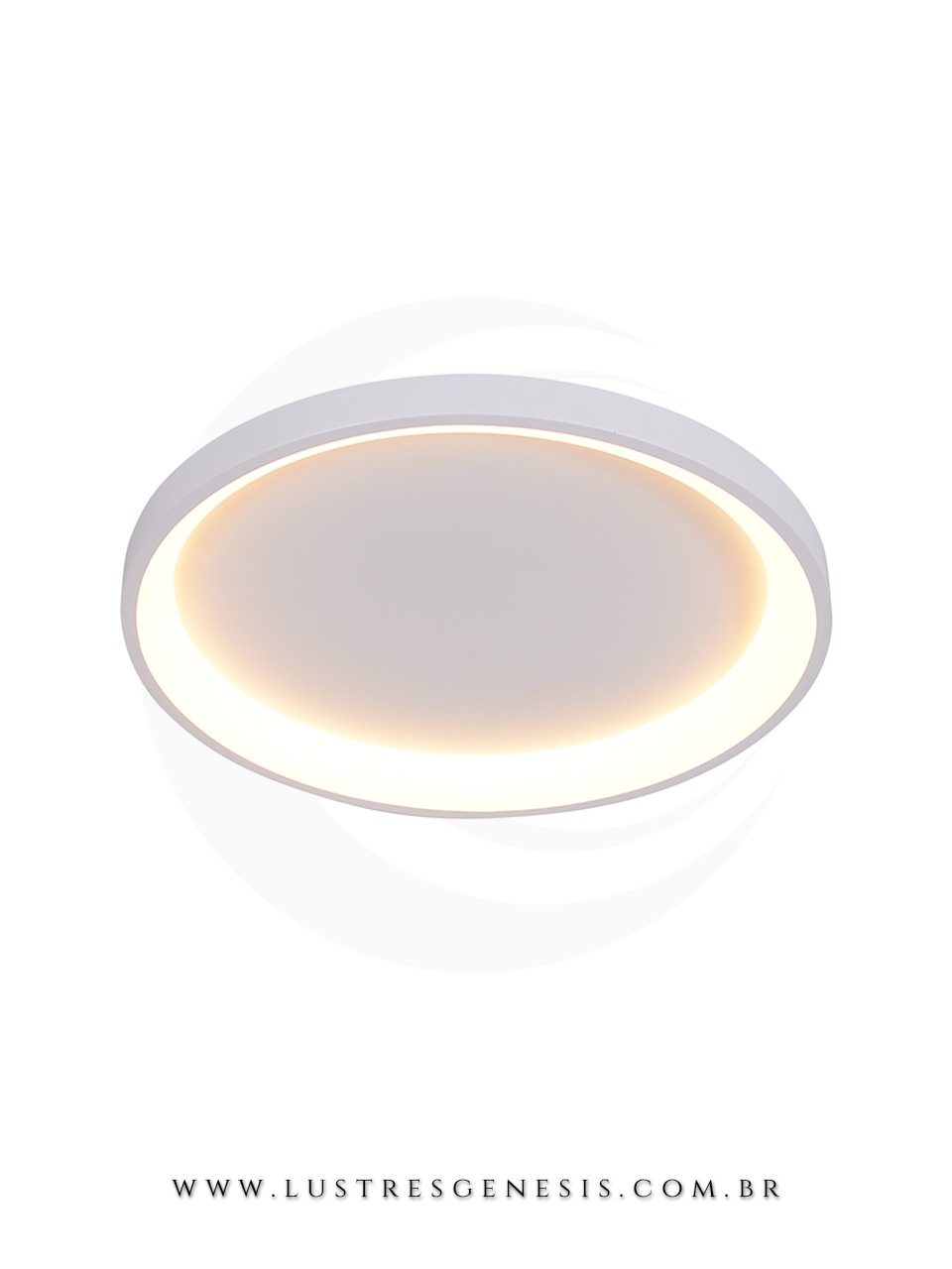 Plafon redondo dourado grande de LED, moderno, com 58cm de diâmetro, ideal para quartos, sala de estar, corredor, hall e escritório.